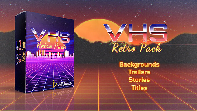 Adobe After Effects AEJuice ALL BUNDLE Lifetime 無料 レトロ ヴィンテージ プリセット VHS Retro Pack