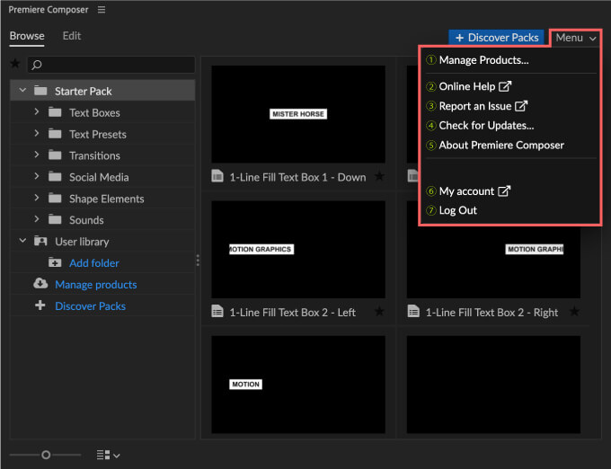 Adobe CC Premiere Pro Free Plugin extension Premiere Composer 無料 プラグイン エクステンション 無料 使い方 機能 解説 メニュー