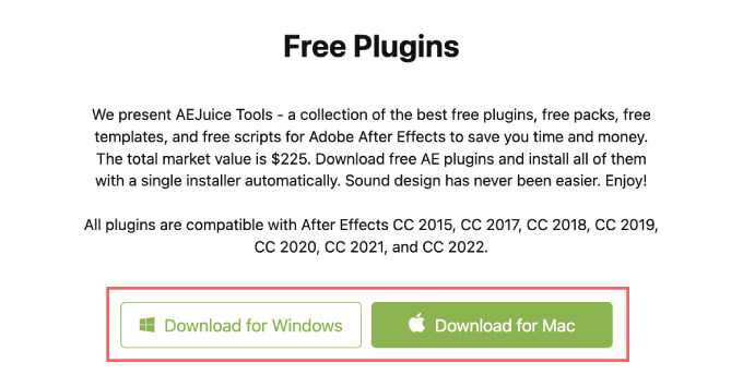 Adobe Premiere Pro After Effects AE Juice 無料 プラグイン ダウンロード インストール Free Plugins AEJuice