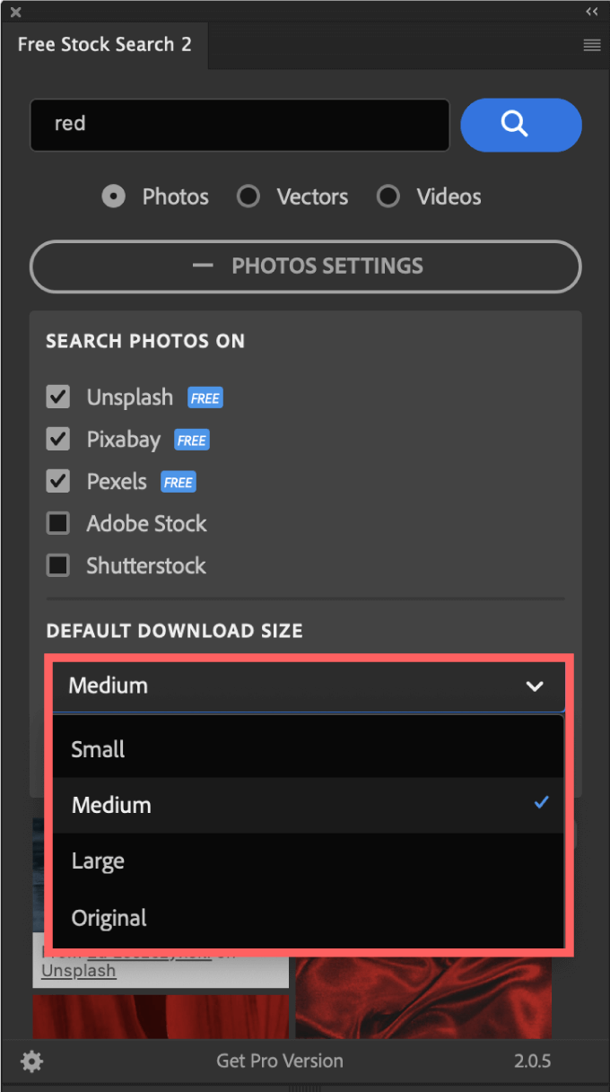 Adobe Photoshop 無料 プラグイン Free Stock Search 2 サイズ 変更