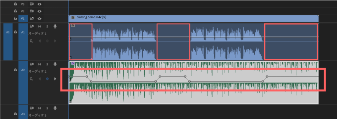 Adobe Premiere Pro エッセンシャルサウンド ダッキング 使い方 方法 解説