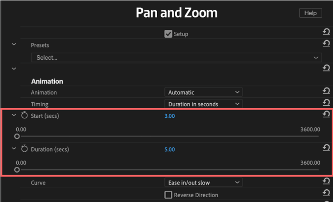 Adobe Premiere Pro After Effects Final Cut Pro X Free Plugin 無料 プラグイン FxFactory FXファクトリー Pan and Zoom 機能 使い方 Animation Timing Duration in seconds 設定