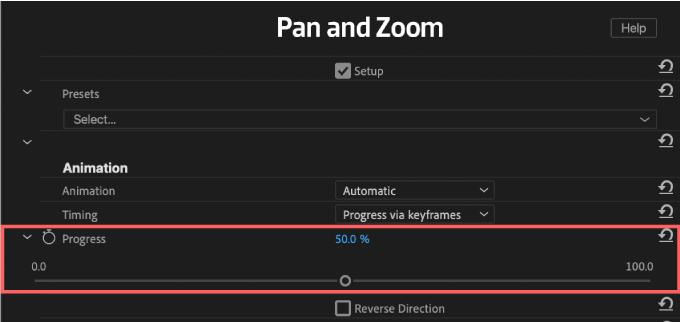 Adobe Premiere Pro After Effects Final Cut Pro X Free Plugin 無料 プラグイン FxFactory FXファクトリー Pan and Zoom 機能 使い方 Animation Timing Progress via keyframes 設定