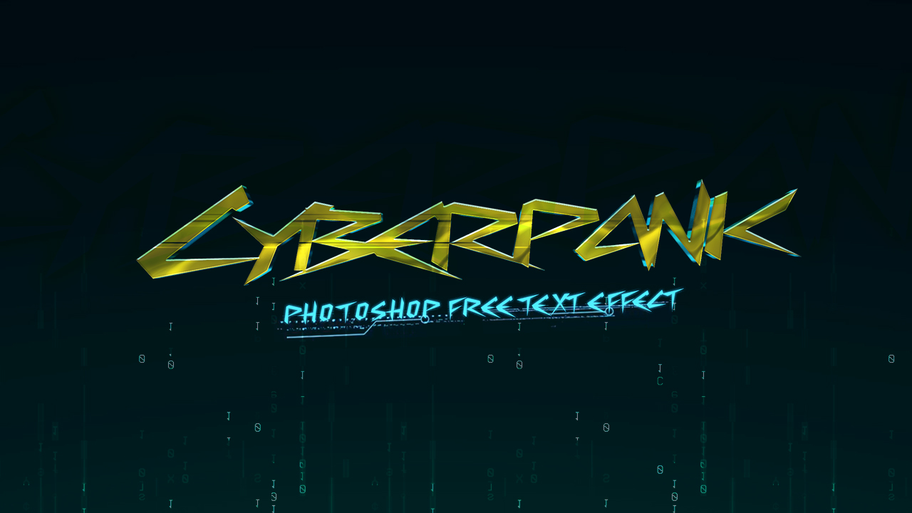 Photoshop Free Text Effect Cyberpank Preset フォトショップ 無料 テキストエフェクト プリセット サムネイル デザイン 水彩 絵の具 おすすめ 素材