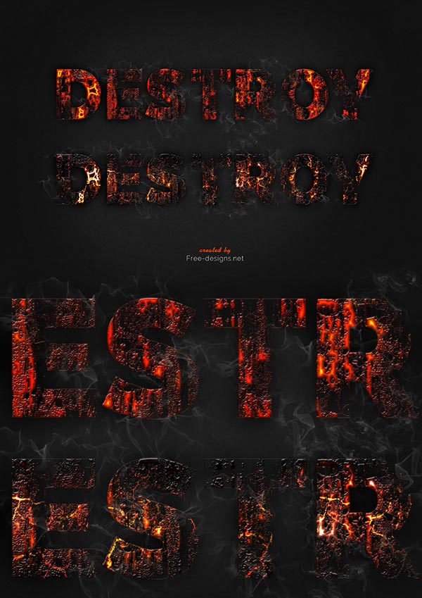 Photoshop Free Text Effect Preset psd フォトショップ 無料 テキストエフェクト プリセット サムネイル デザイン Fire Destroyed