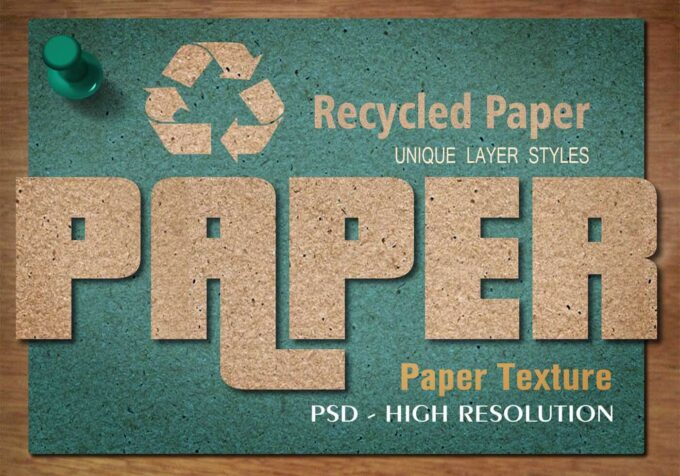 Photoshop Free Text Effect Unique Preset psd フォトショップ 無料 テキストエフェクト プリセット 炎 火 サムネイル デザイン 素材 Recycled Paper