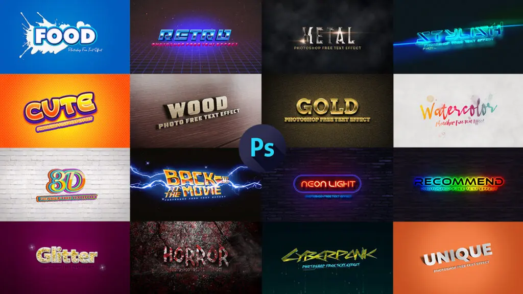 Photoshop Free Text Effect Preset フォトショップ 無料 テキストエフェクト プリセット サムネイル デザイン おすすめ 素材
