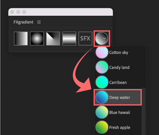 Adobe After Effects Free Script FX Gradient グラデーションプリセット 選択