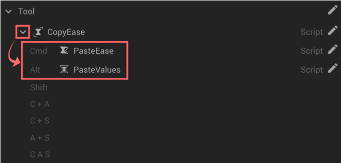 Adobe After Effects Free Script Ease Copy KBar 修飾子 設定