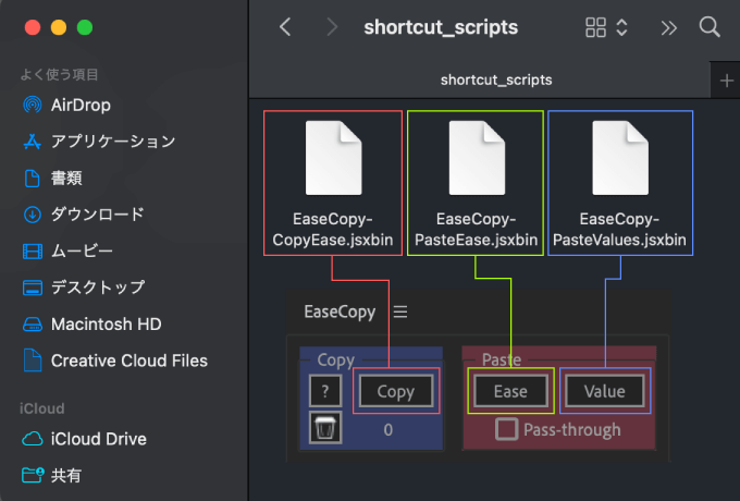 Adobe After Effects Free Script Ease Copy 無料 機能 使い方 キーボード ショートカット スクリプトファイル jsxbin