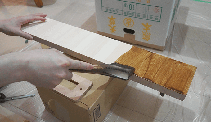 DIY 木材 ウッド ディスプレイ 棚 モニターアーム ロングポール ワトコオイル ペイント