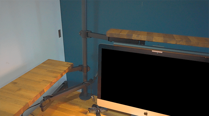 DIY 木材 ウッド ディスプレイ 棚 ポール用 モニターアーム VESA マウント 取り付け 固定 方法