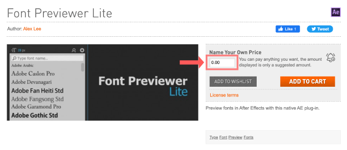 Adobe After Effects Font Previewer Lite 無料 フォント 表示 比較 便利 プラグイン スクリプト