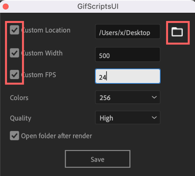 Adobe After Effects Motion Tools Super GIF 設定 変更 使い方