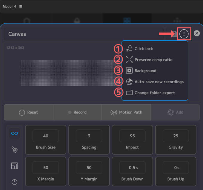 Adobe After Effects Motion4 Canvas Option Menu 使い方