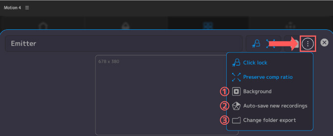 Adobe After Effects Motion4 Emitter オプション メニュー 使い方