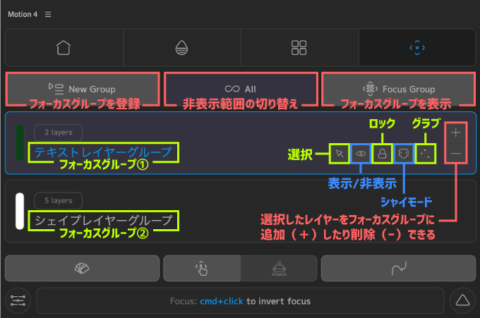 Adobe After Effects Motion4 機能 使い方 Focus フォーカスグループ