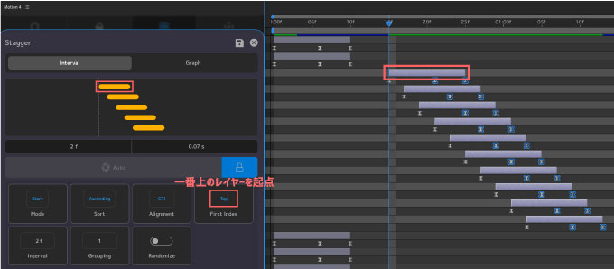 After Effects Motion4 Tools Stagger First Index Top 設定 使い方