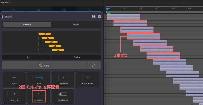 After Effects Motion4 Tools Stagger Grouping 設定 使い方