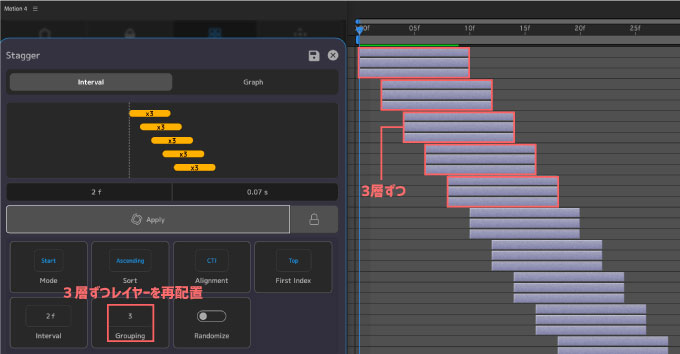 After Effects Motion4 Tools Stagger Grouping 設定 使い方