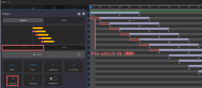 After Effects Motion4 Tools Stagger Interval 設定 使い方