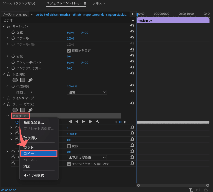 Adobe Premiere Pro Auto Motion Tracker For Objects 使い方 機能 マスクパス トラッキング コピー