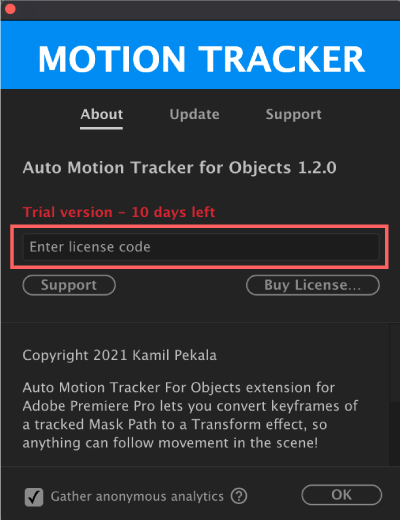 Adobe Premiere Pro Auto Motion Tracker For Objects ライセンスコード 入力