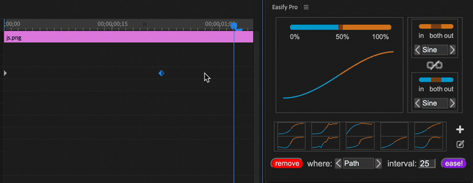 Adobe Premiere Pro Easify Pro 機能 使い方 interval キーフレーム 間隔