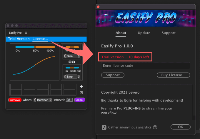 Adobe Premiere Pro Easify Pro おすすめ エクステンション トライアル 残り 期間 日数 確認 方法