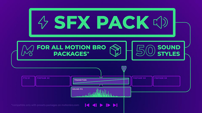 Adobe Premiere Pro Motion Bro 無料 プラグイン サウンド プリセット パック SFX PACK