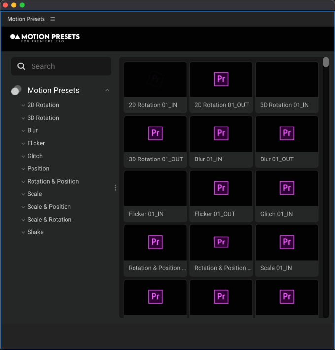 Adobe Premiere Pro 便利 おすすめ Motion Presets for Premiere Pro