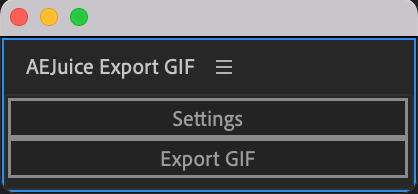 AEJuice Export GIF 操作パネル