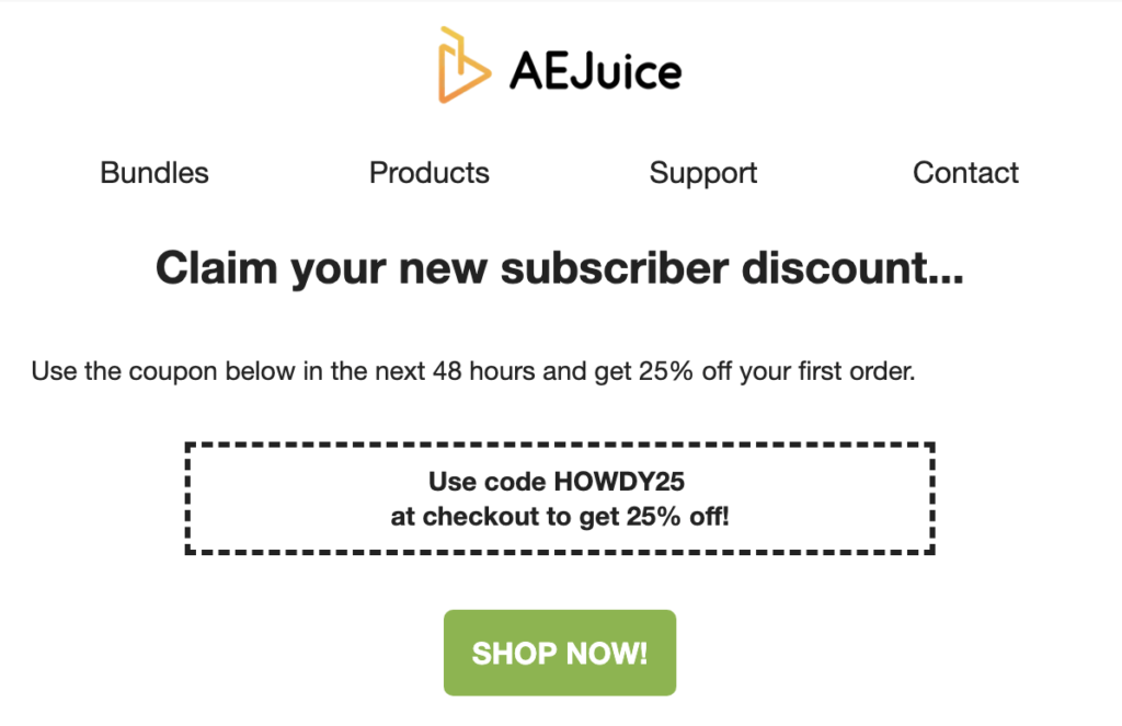 AE Juice セール バーゲン 情報 最安 安い 激安 Claim your new subscriber discount
