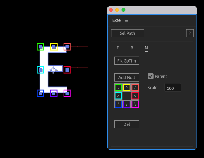 After Effects Exte 使い方 ヌル 表示 方向キー