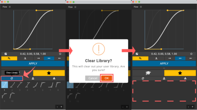 After Effects Flow User Curves Save 使い方 プリセット お気に入り Clear Library 削除