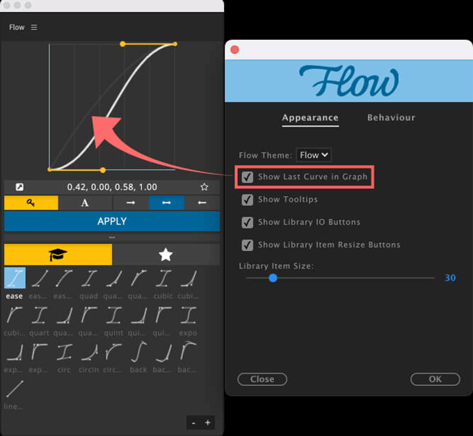 After Effects Flow 使い方 Preferences Appearance Flow Show Last Curve in Graph