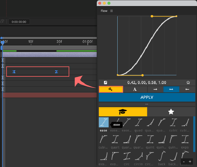 After Effects Flow 使い方 プリセット カギマーク キーフレーム 適用