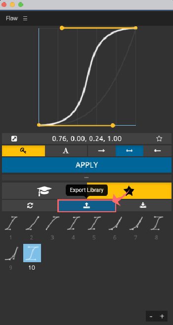 After Effects Flow 使い方 User Curves User Library Export 書き出し エクスポート 方法