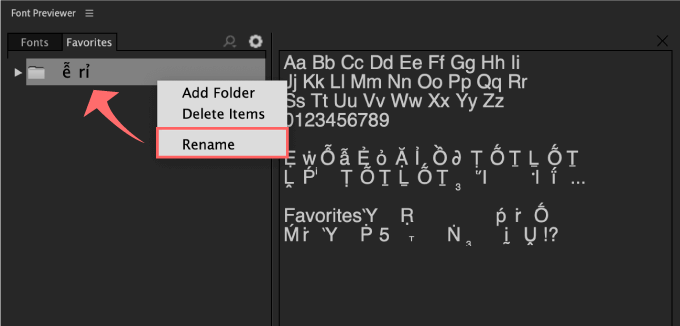 After Effects Font Previewer Favorites 使い方 機能 フォント フォルダ　　リネーム