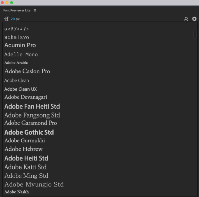 Adobe After Effects 無料 プラグイン Font Previewer Lite
