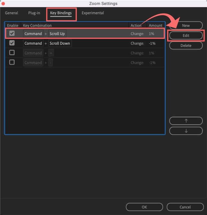 After Effects 無料 スクリプト Zoom 設定  Key Bindings