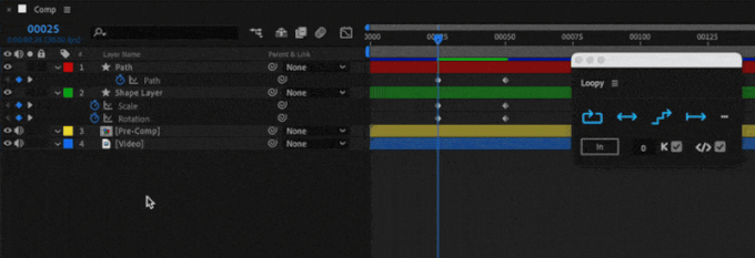 Adobe After Effects Loopy 機能 使い方 ループ 一括適用