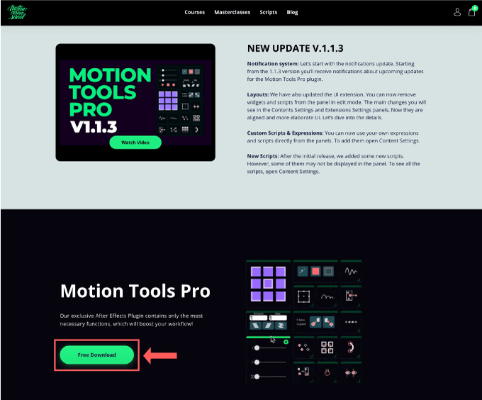 After Effects 無料 Motion Tools アップデート 1.1.3 方法 手順