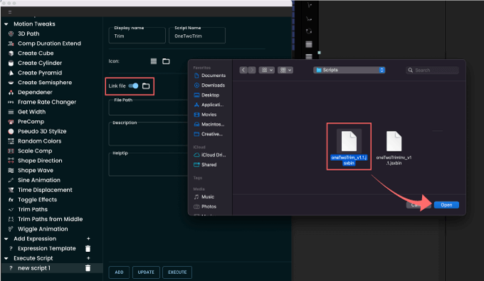 After Effects OneTwoTrim  Motion Tools Pro Link File 設定