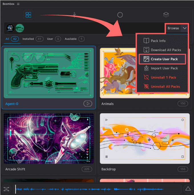 Boombox Create User Pack オリジナルパック 作り方