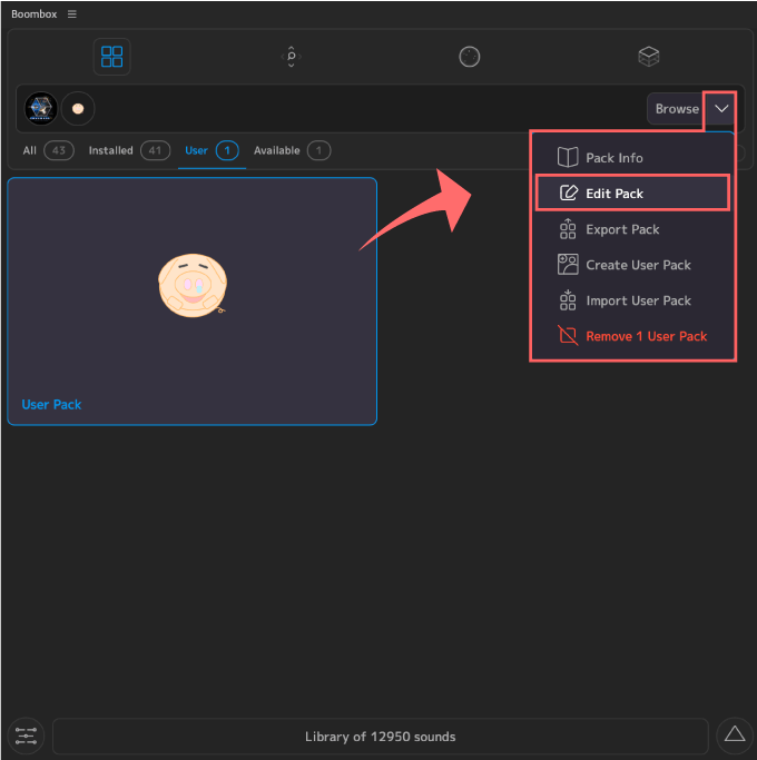 Boombox Create User Pack パック SE 名前 変更 方法