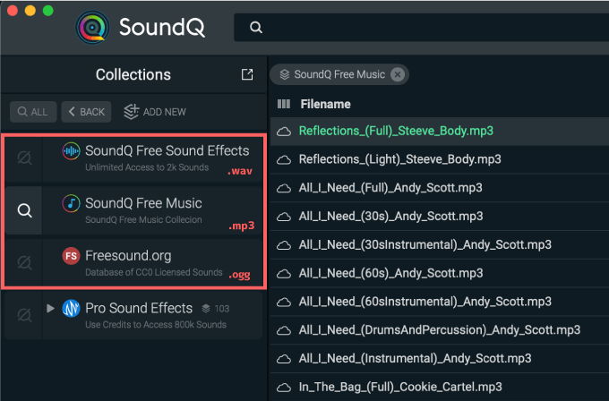 Premiere Pro SoundQ Free  Collections フォーマット