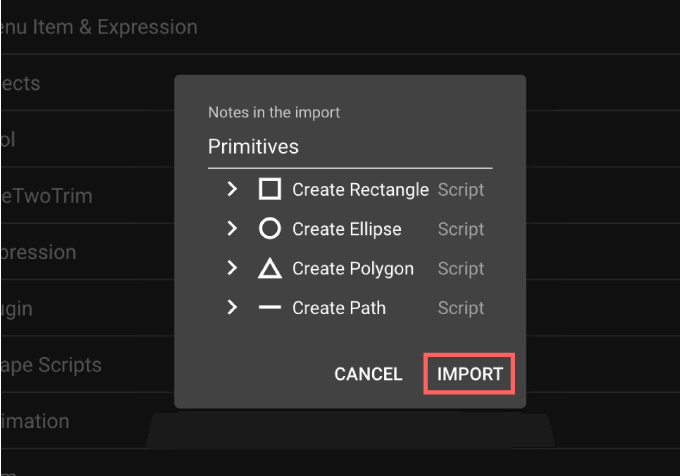 After Effects KBar Primitives ツールバーファイル .kbar インポート 方法 手順