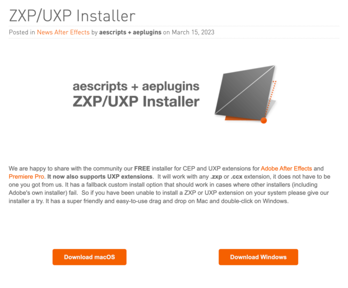 zxp installer after effects download