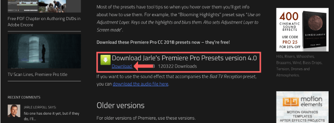 Adobe Premiere Pro 無料 素材 Jarle's Presets プリセットパック ダウンロード